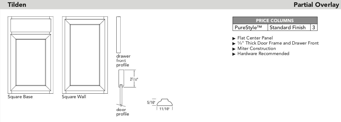 Aristokraft door specs Tilden