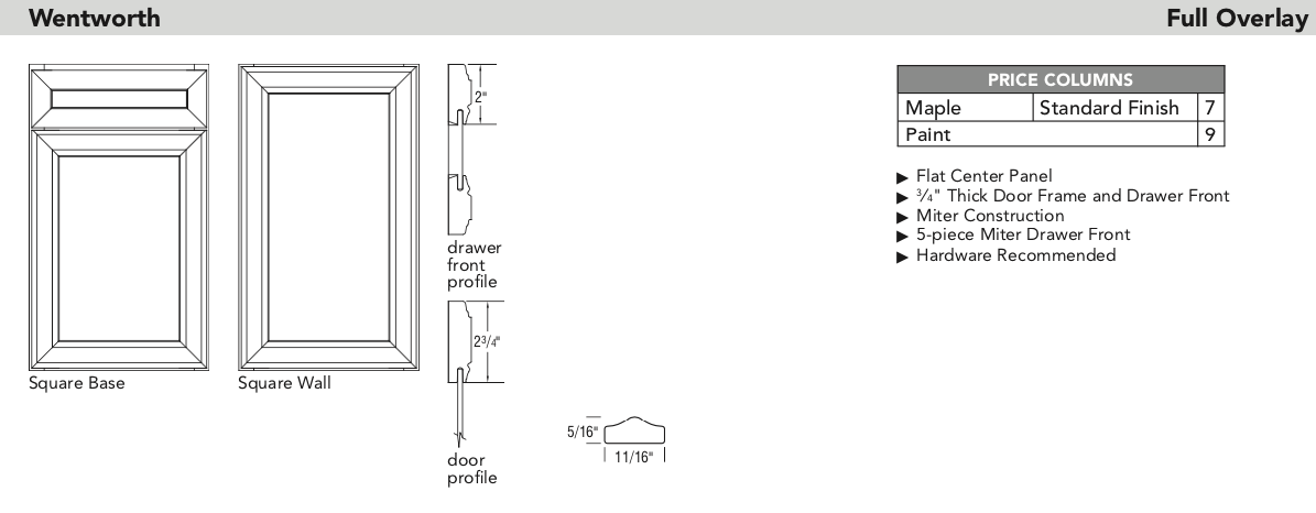 Aristokraft door specs Wentworth