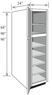 BBCA1884: Kitchen Base Utility Cabinet with Shelves, 18"w x 84"h x 24"d