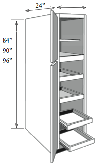 BBCP1884: Kitchen Base Pantry Cabinet, 18"w x 84"h x 24"d