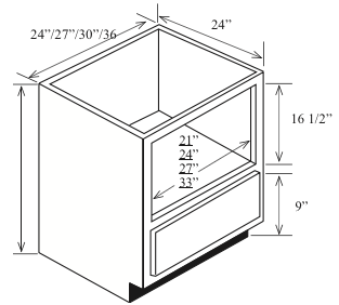 BM24: Kitchen Microwave Base Cabinet, 24"W x 34-1/2"H x 24"D