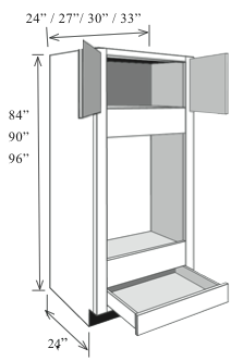 OCD2484: Kitchen Double Oven Cabinet, 24"w x 84"h x 24"d