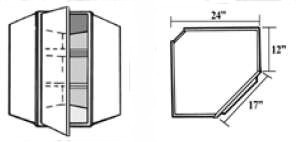 WCR2430: Kitchen Corner Diagonal Wall Cabinet, 30"h x 24" along Wall