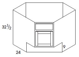 York Corner Sink Base (36" along wall x 32.5"H x 24"D), 9" ADA-compliant toekick *Special Order