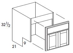 York Vanity Sink Base (30"W x 32.5"H x 21"D) with Removable Front, 9" ADA-compliant toekick *Special Order