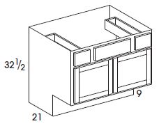 York Vanity Sink Drawer Base (36"W x 32.5"H x 21"D) 9" ADA-compliant toekick *Special Order